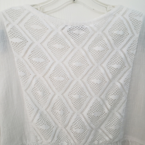 White Boho Long Sleeve Peasant Top Medium - Picture 14 of 14
